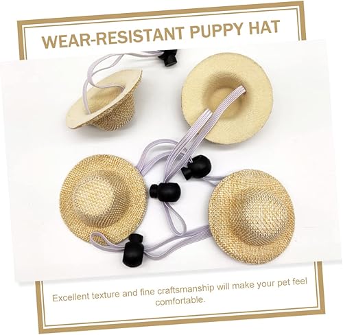 Miniatura 9 de ABOOFAN Sombrero de paja para mascotas, sombrero de paja para playa, sombrero de cumpleaños para gato, traje hawaiano, sombrero para mascotas,