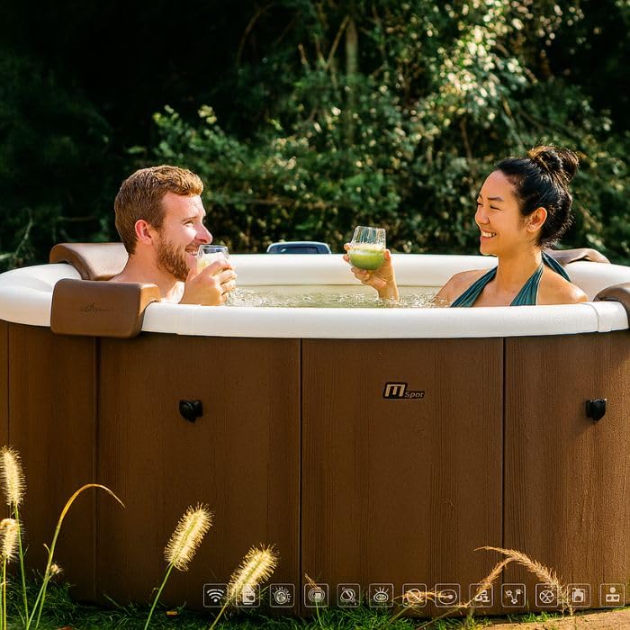 San Marco Piscina Idromassaggio SPA da Giardino per 6 Persone Mod. Rova con funzione Airpool da 130 getti e Whirpool per 4 sedute, con riscaldamento, Copertura inclusa
