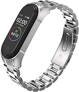 اساور توبسيك لساعة مي باند 4 &&& 3 سوار معصم بديل الناعم شاومي 3 4 فضي للكبار من الجنسين