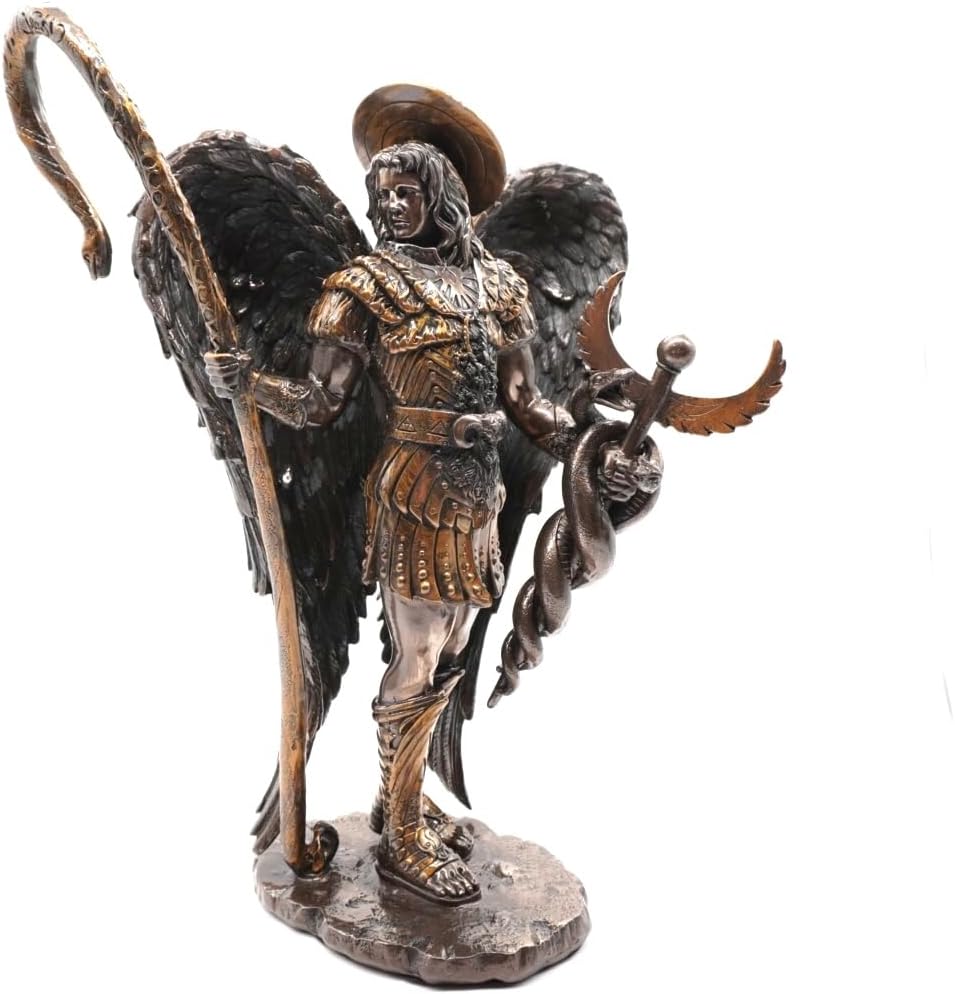 RUSTIX Saint Raphael Statue – St. Raphael The Archangel in Healer Pose, 12" Religious Sculpture with Exquisite Detail, Perfect for Home Decor, Catholic Gifts, and Spiritual Inspiration