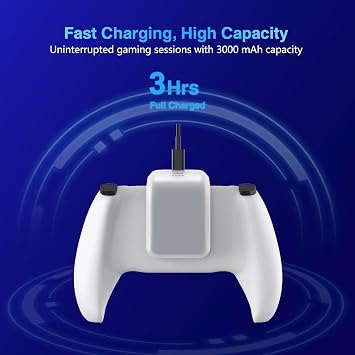 Tectra PS5 Controller Battery Pack, 3000mAh External Battery for Sony PlayStation 5 DualSense CFI-ZCT1W Controller, LED Display & USB-C Charging Cable