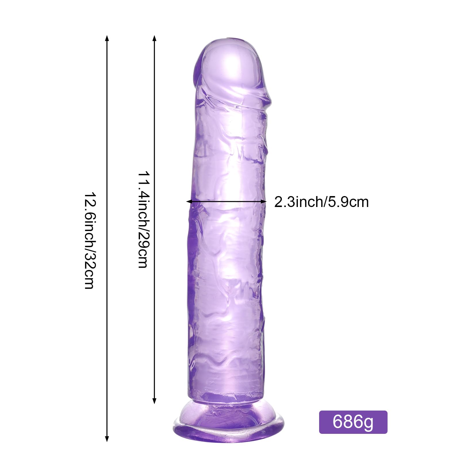 Aobrong 12.6 inch Huge Realistic Dildo, Thick Giant Dildo for Advanced Player, Lifelike G-Spot Dildo with Strong Suction Cup for Hands-Free Play, Big Fake Penis Adult Anal Sex Toy for Women Men