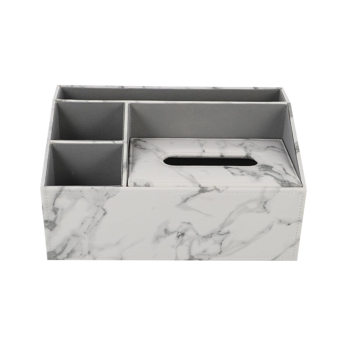 TOYANDONA Organizador de Escritorio de Cuero y Madera 3 Compartimentos
