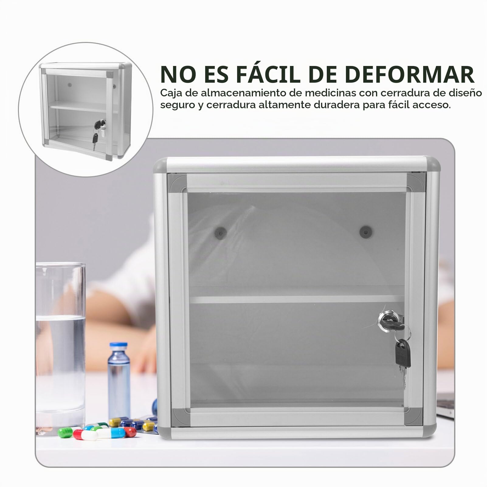 Caja De Medicina Colgante con Cerradura Botiquín De Primeros Auxilios De Aluminio Almacenamiento Visible Y Seguro para Hogar Y Actividades Al Aire Caja Organizador De Medicina Multiusos