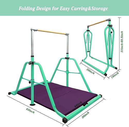 Miniatura 4 de Barra de gimnasia plegable y movible, barra horizontal para niños y niñas, equipo de gimnasio que no se tambalea para el hogar en interiores, altura