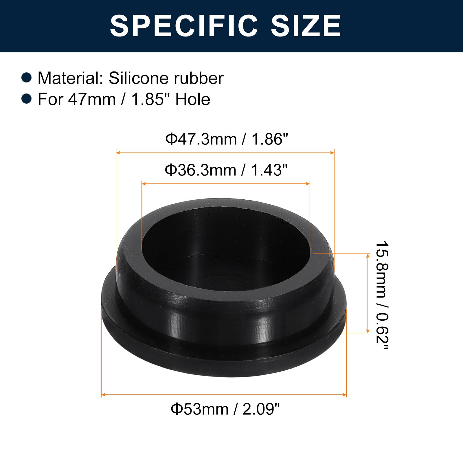 QUARKZMAN 2 Piezas Tapones Negros de Goma para Orificios 46-47mm