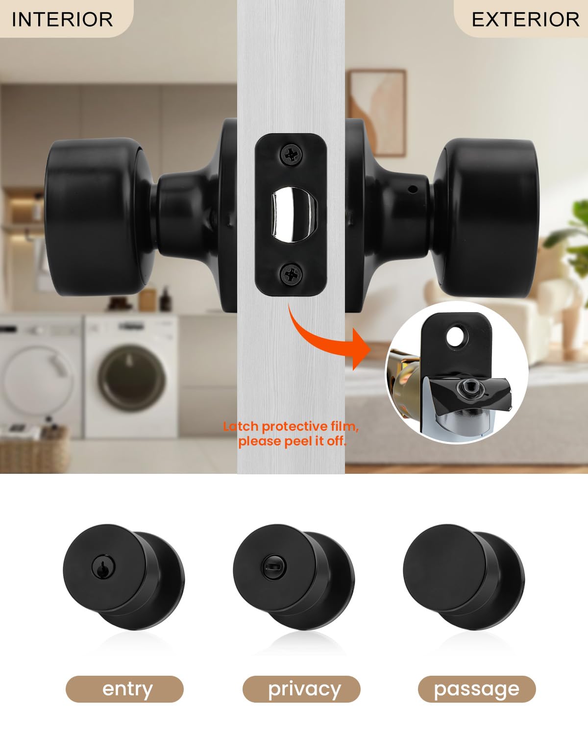 Haidms Matte Black Closet Door Knobs - 6 Pack -4