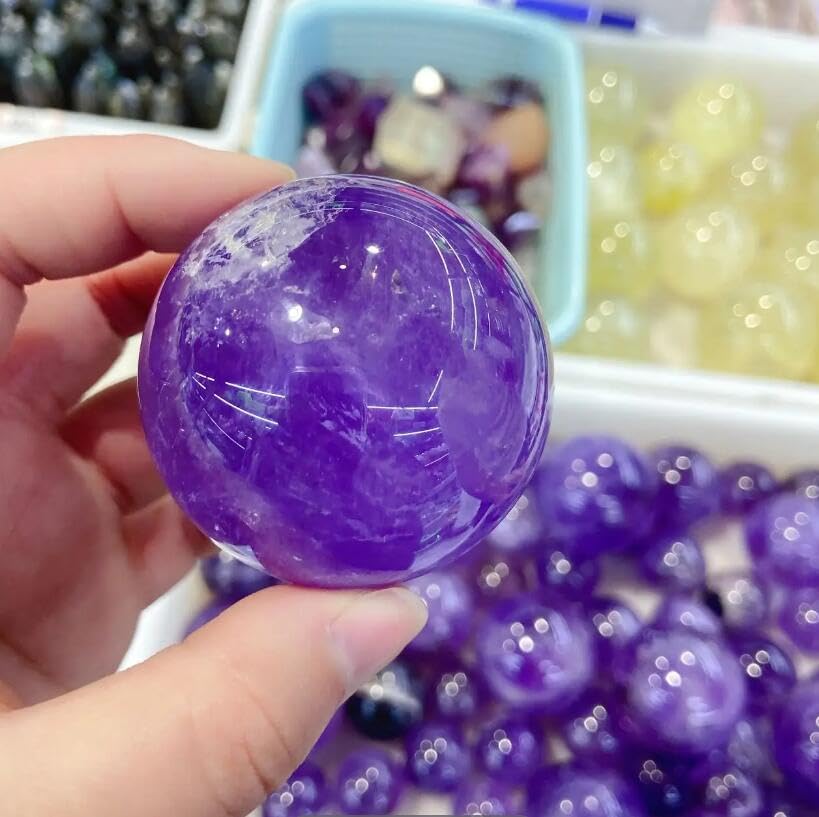 Natürlicher Wächter-Amethyst-Kugel, Roher Edelstein, Bastelgeschenke, Lila Quarzkristall-Steinkugel, Heimdekoration,60-65mm