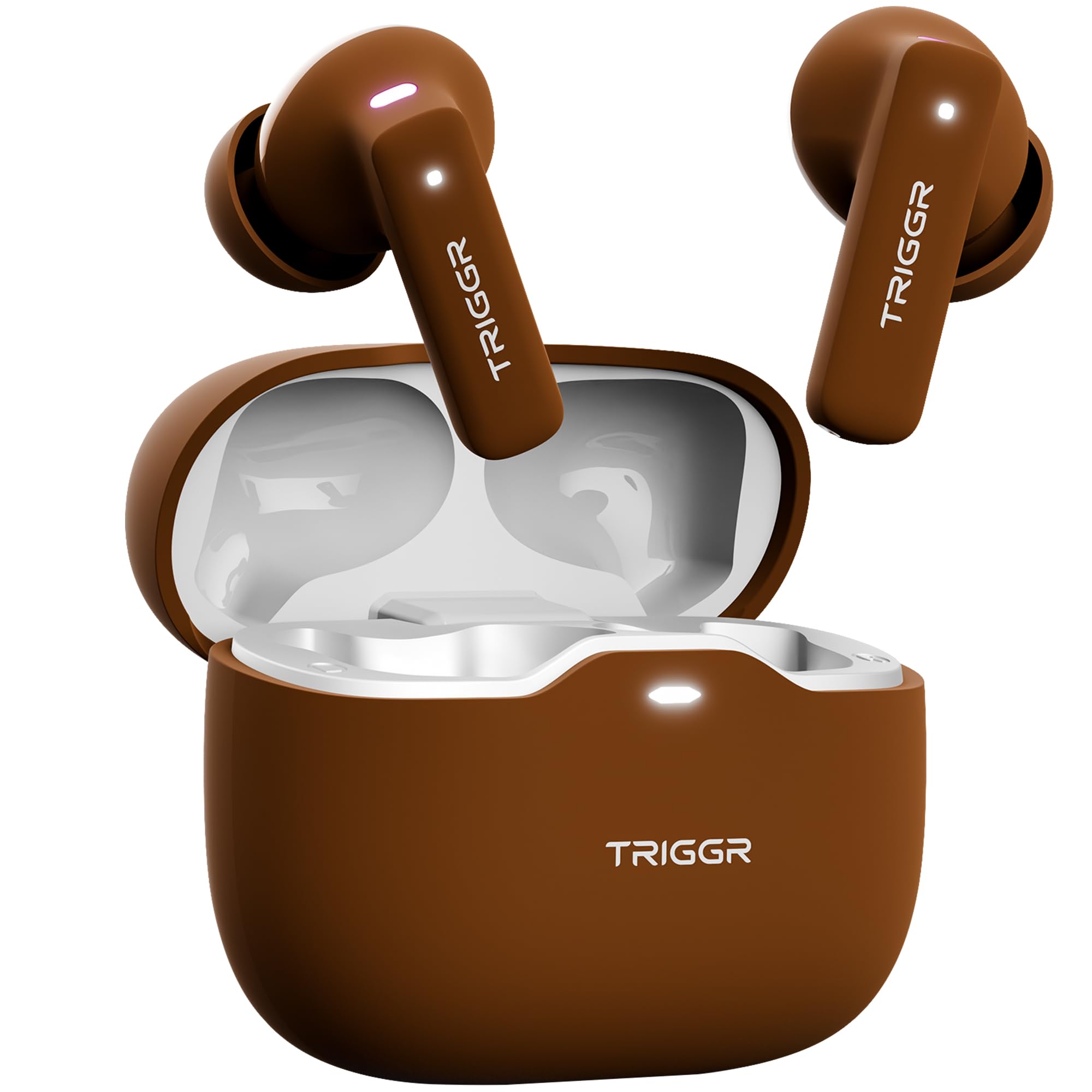 TRIGGR Apex S2 Truly Wireless Bluetooth in Ear Earbuds, Dual Pairing, 60H Battery, Rapid Pairing, Preset EQ, 4 Mic ENC, Premium Rubber Finish Earbuds TWS (Mocha Mousse)-image-12