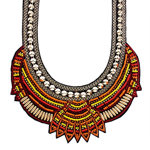YAZILIND Ethnic Style Multiple Millet Beads Chunky Chain Bib Statement Choker Collar Necklace for Women4