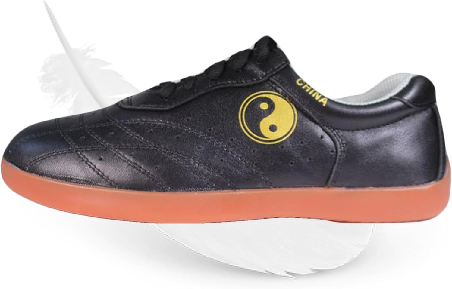 Leather Sole Tai Chi Shoes for Women Taekwondo Yoga Martial Arts Shoes Black White Kung Fu Wu Shu Training Sport Shoes for Men Chinese Sneakers for Men Karate Sneakers