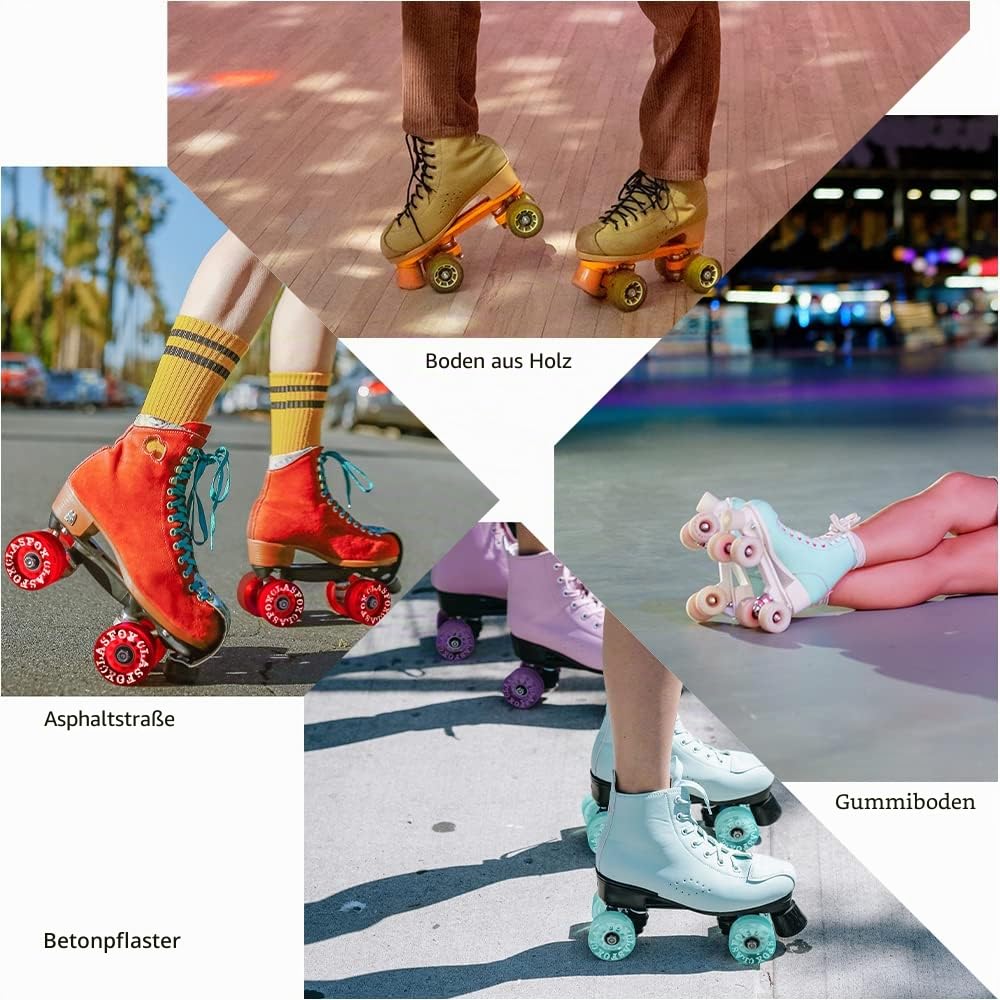 78A Quad-Rollschuhe für drinnen oder draußen, 65 x 35 mm, mit ABEC-9-Kugellagern, 8 Stück, Gelb
