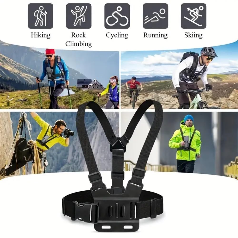 yantralay Chest Strap Mount Harness for Go Pro Hero 13/12/11/10/9/8/7, DJ I Os mo Action 6/5/4, i-Phone 17/16/15/14, Sam-Sung | Mobile Holder Belt for Vlogging, Biking, and Outdoor Sports. 2