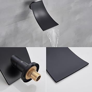 Thermostatic Black Rain Shower System LED Digital Display Shower Faucet Set Brass Shower Combo Set Ceiling Mounted Rain Mixer Shower with Waterfall Tub Spout, LED Shower Head, Hand Shower,16 Inch