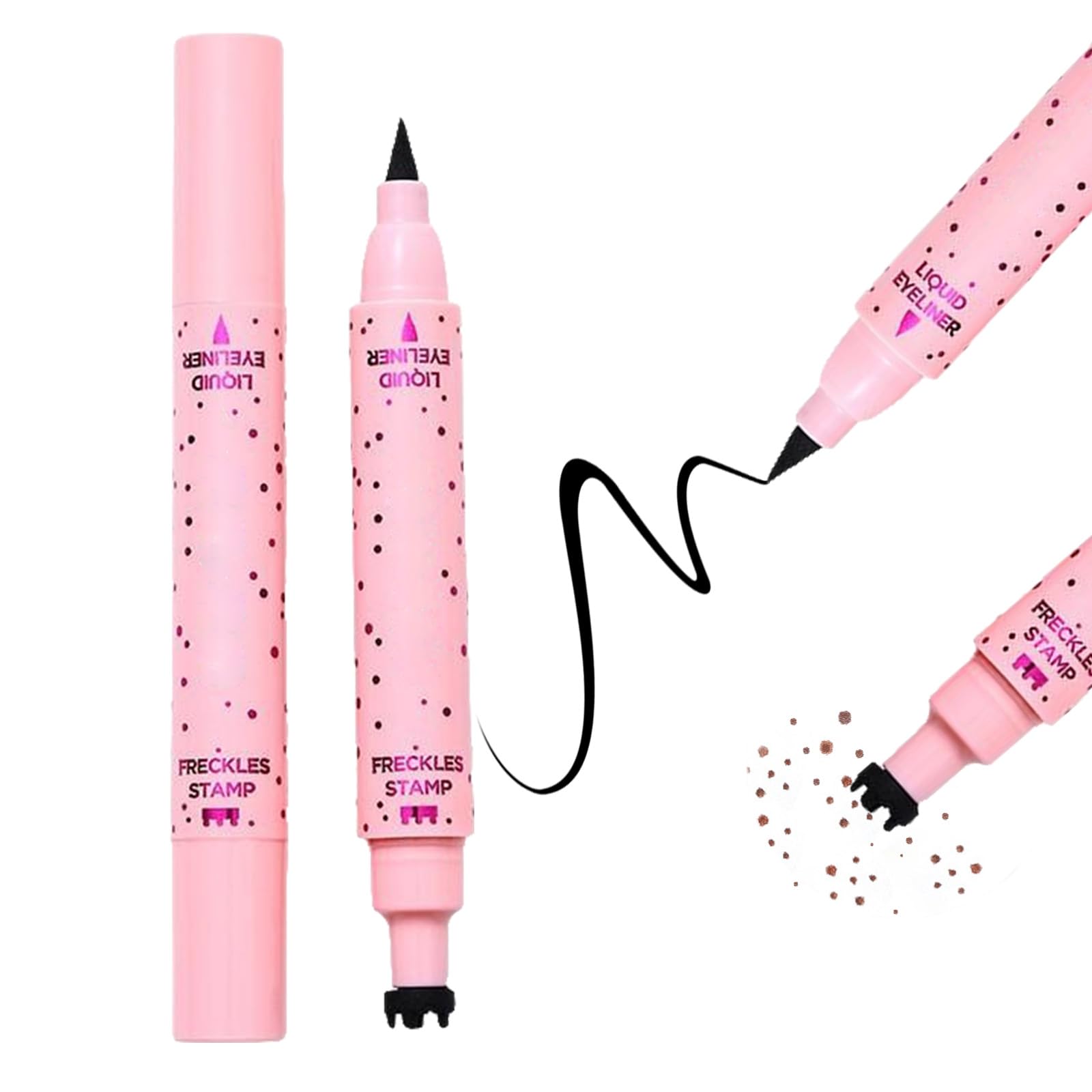 Dual-Ended Liquid Eyeliner Pen with Fine Tip and Freckle Stamp