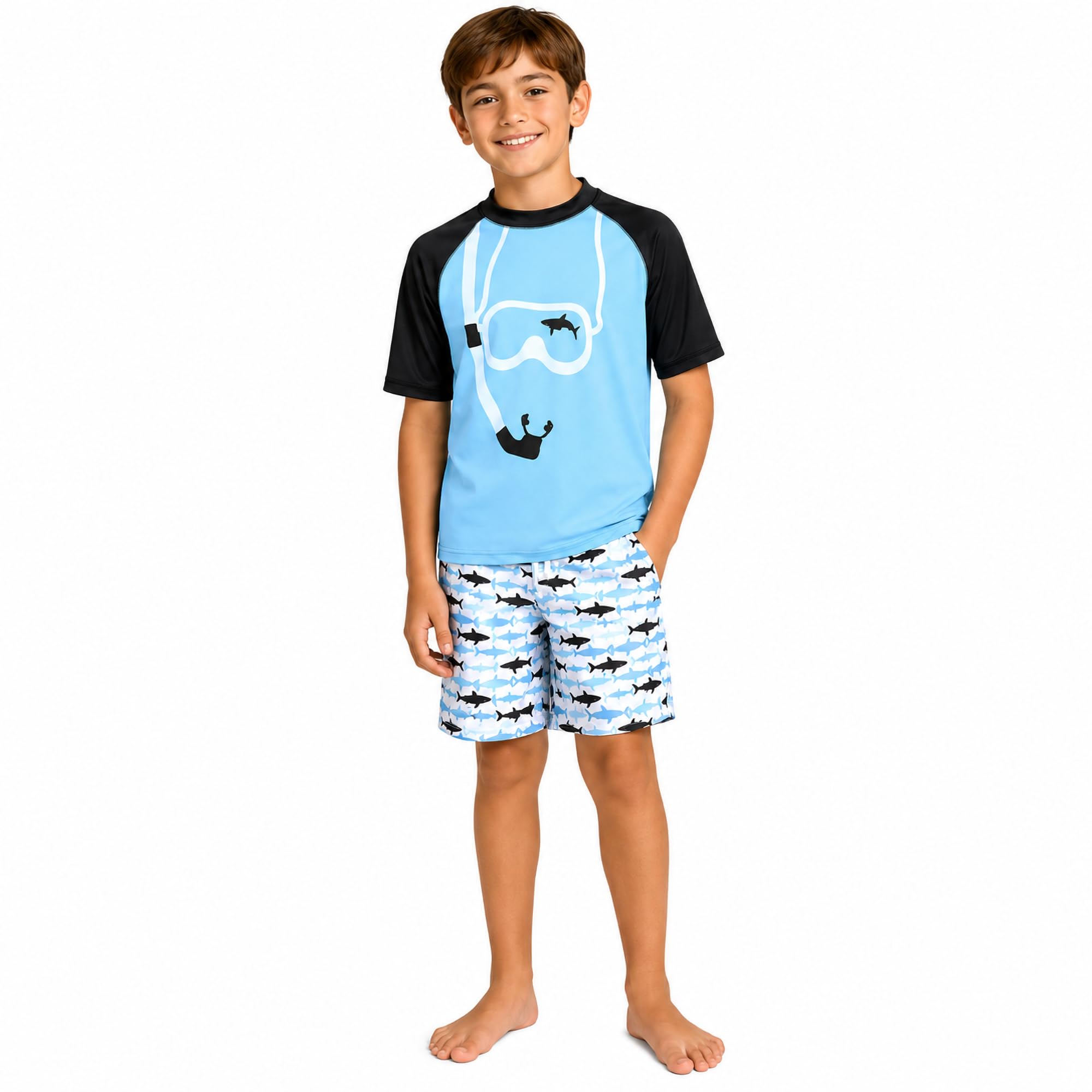 iXtreme Boys 2-Piece Rash Guard Swim Set Short Sleeve Shirt &amp; Trunks