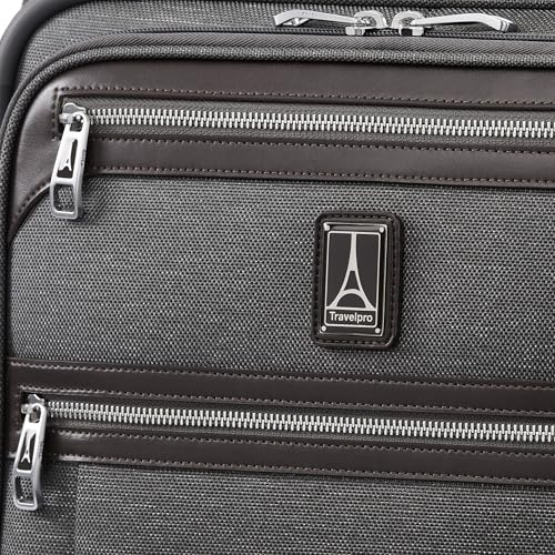 Image of Travelpro Platinum Elite Softside Expandable Carry on Luggage, 8 Wheel Spinner Suitcase, USB Port, Men and Women, International, Vintage Grey, Carry On 19-Inch