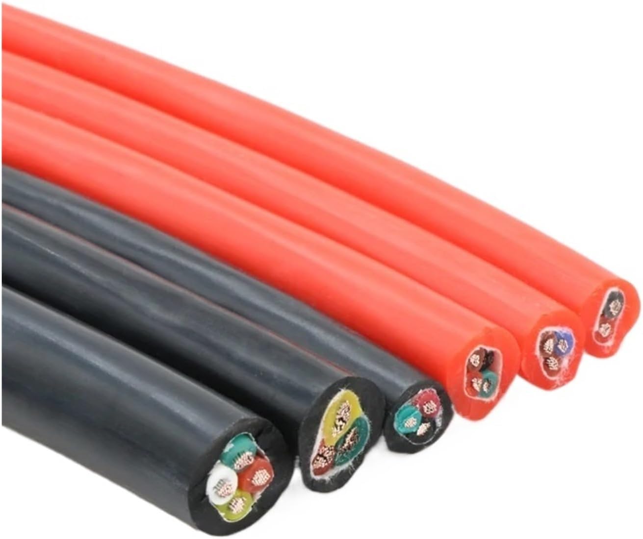 1pc 1/5m Flexible Silicone Rubber Cable Sq 0.3 .5 .75 1 2 .5mm x 4 6 Cores Insulated Temperature Copper Wire(Red,15AWG 1.5MM X 5M_3 CORES)