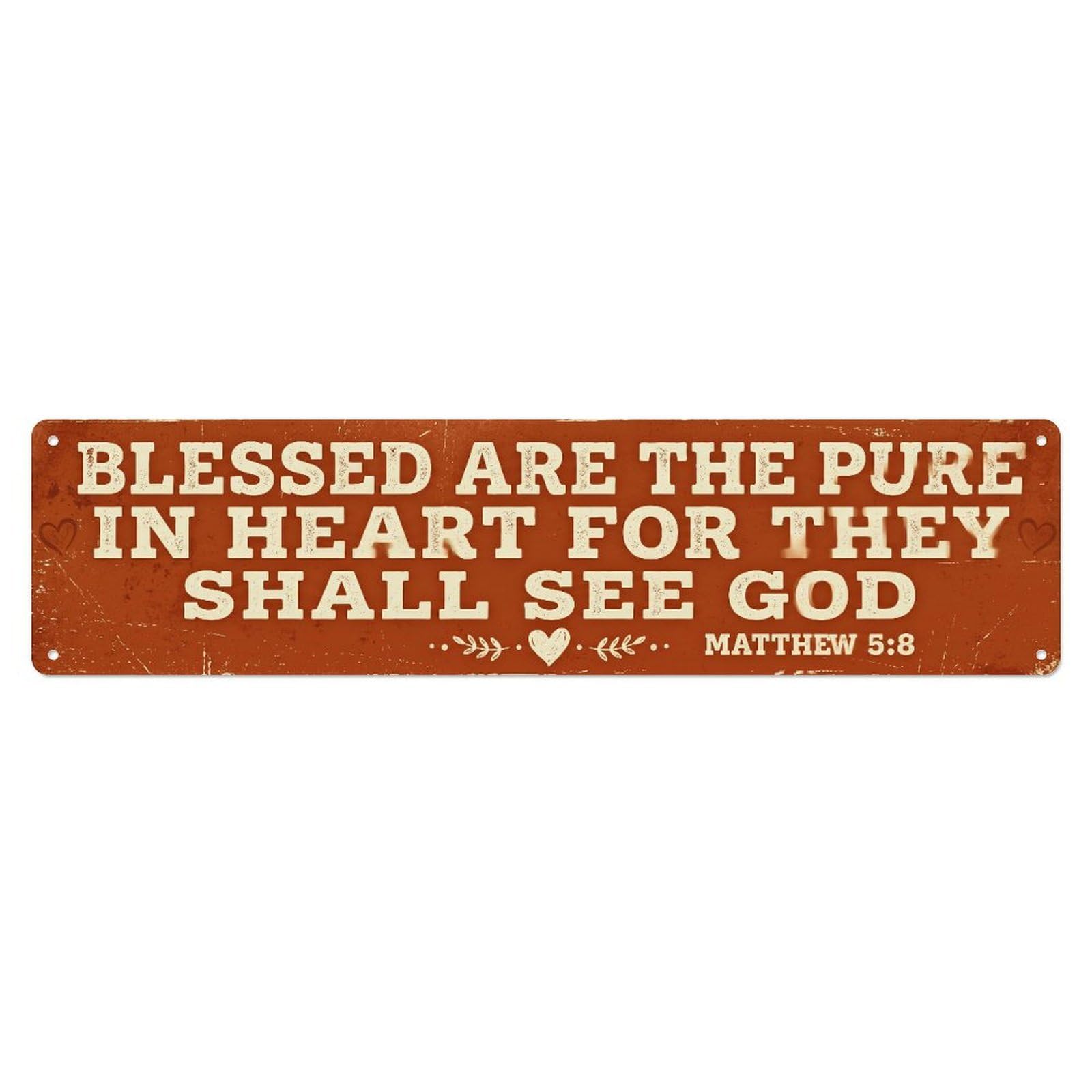 Fyrn Style Blessed Pure Heart Scripture Bible Verse Positive Metal Tin Sign