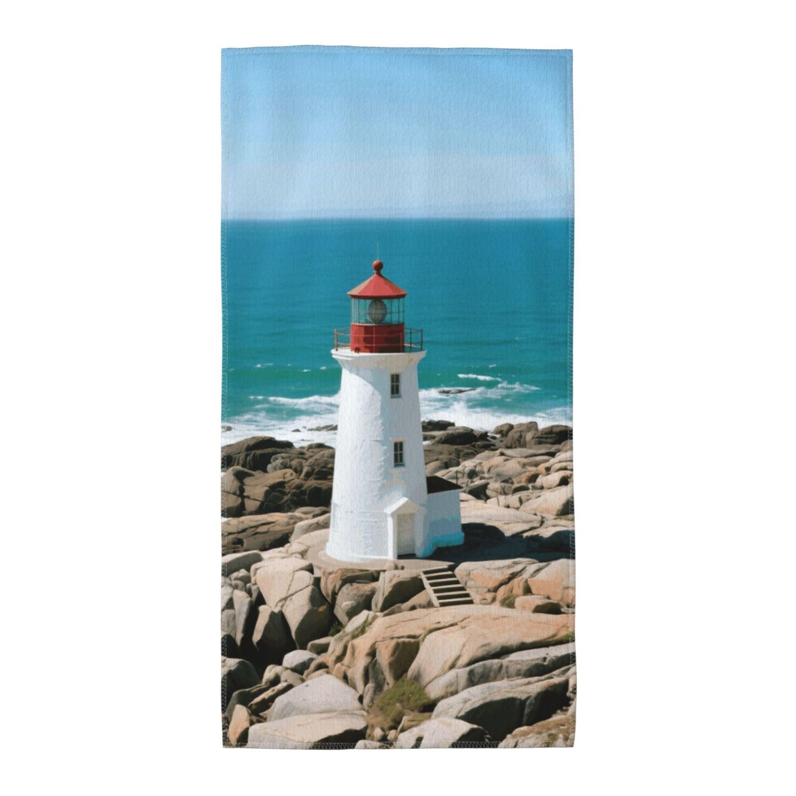 FekiLoot Absorbent Hand Towels 13.8"X27.5" Decorative Bathroom Towel Soft Microfiber Face Towel Lighthouse Dish Kitchen Towels for Bathroom Kitchen Hotel Spa Bath Towels