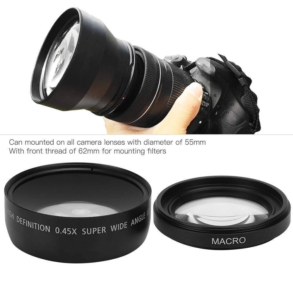 Vbestlife Obiettivo Macro Grandangolare 0.45X Universale, Adatto a Tutti Gli Obiettivi da 55 Mm