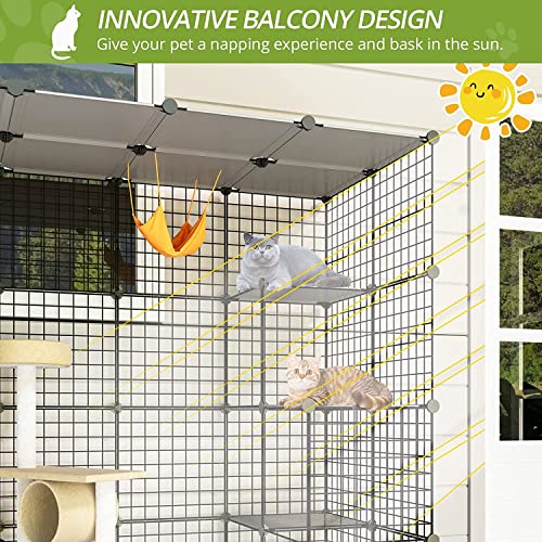 Eiiel Outdoor Cat House Enclosure Cat Cages Enclosure With Super Large Enter Door, Balcony Cat Playpen With Platforms,Diy Kennels Crate Large Exercise Place Ideal For 1-2 Cats #TOP1