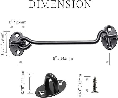 Miniatura 10 de Kyuionty - Lote de 2 ganchos de privacidad y cierre de ojo de 3.9in, cierre de puerta de granero de acero inoxidable, cierre sólido para puerta