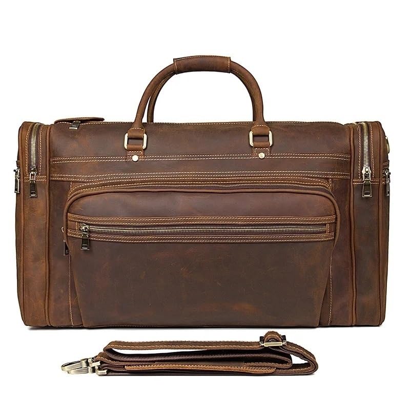 Men Leather Briefcase Leather Mens Travel Bag Waterproof Leather Overnight Bag Men Weekend Bags Business