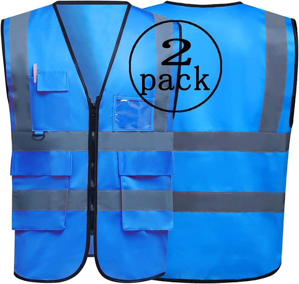 Pink Safety Vests 2 Pack High Visibility Reflective Vests with 5 Pockets Workwear Construction Vests