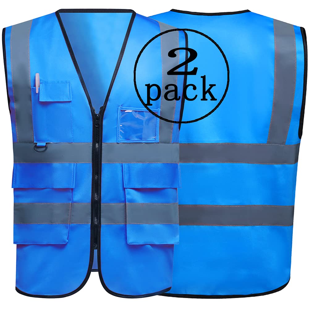 Pink Safety Vests 2 Pack High Visibility Reflective Vests with 5 Pockets Workwear Construction Vests