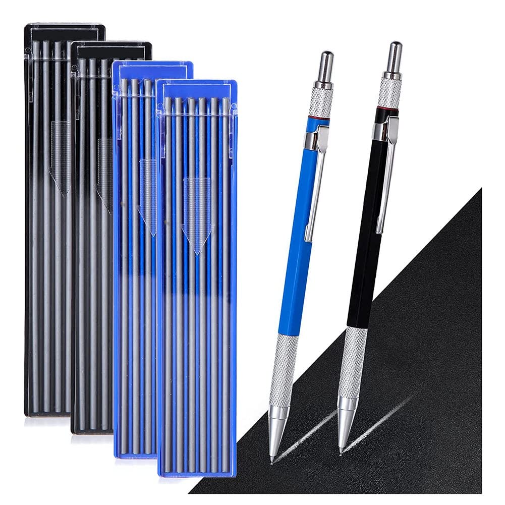 PAMENET 2Pcs Mechanical Carpenter Pencils Set with Built-in Sharpener for Steel Pipe Welder Construction Woodworker B