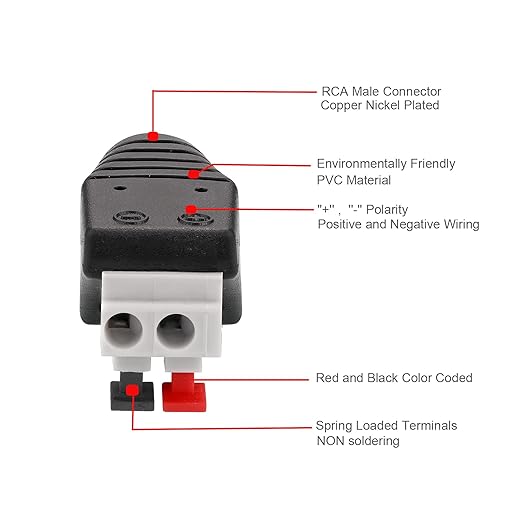 Adaptador de cable de altavoz a RCA, 4 unidades, conector macho miniatura 3
