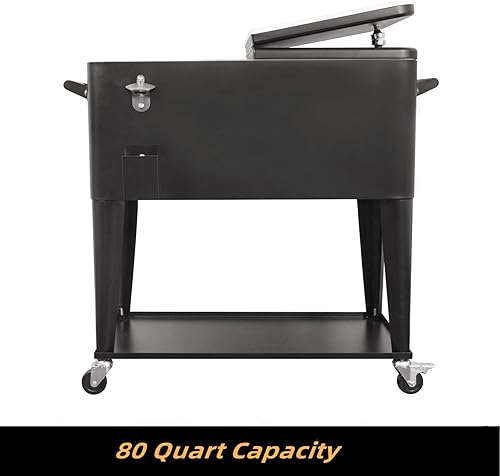 Miniatura 6 de Nattork - Carro enfriador con ruedas de 80 cuartos de galón, baúl de hielo con ruedas para patio al aire libre, terraza, portátil, para exteriores,
