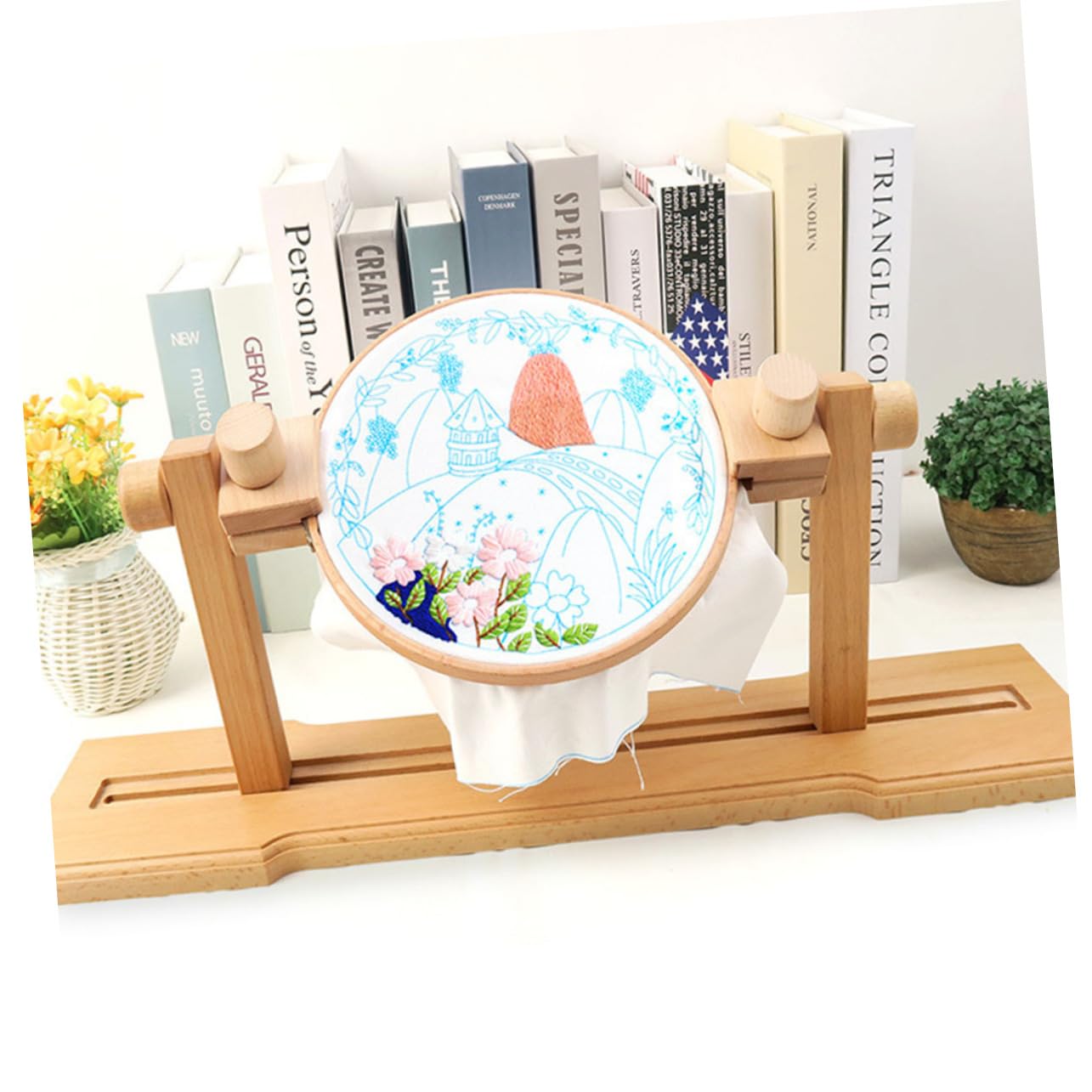 NUOBESTY 1 Juego Bastidor De Bordado De Escritorio Estante De Punto De Cruz Puesto De Costura Estante Bordado Para Mesa Porta Aros De Bordado De Madera Marco De Punto De Cruz Familiar