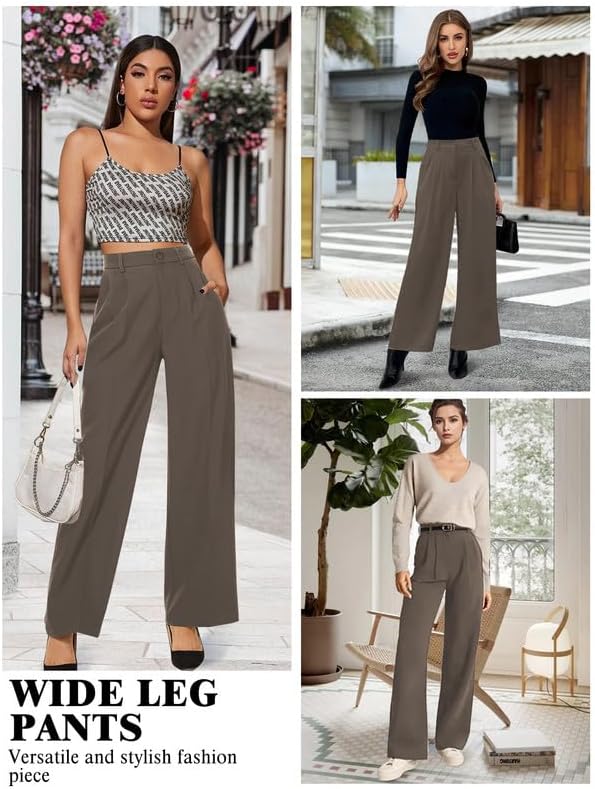 Buauty Womens Wide Leg Pants High Stretchy Waisted Dress Pants Business Casual Work Trousers Dressy Outfits with Pockets - Image 6