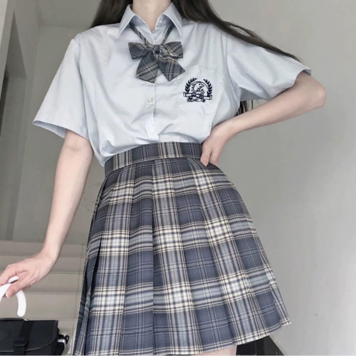 [Rovve] 制服 女子高生 コスプレ JKスカート プリーツスカート コスチューム 制服 cosplay チェックスカート キャンパス パーティー 写真撮影 文化祭 卒業式 3点セット （スカート+リボン+ネクタイ）