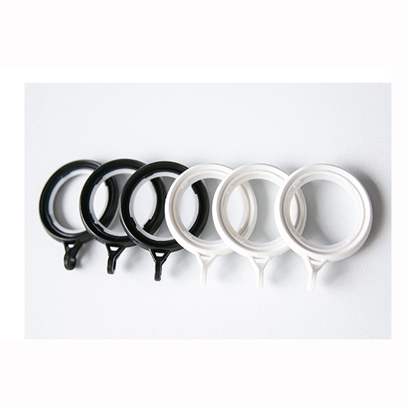 40 PCS Anillo de silenciador for la Varilla de Cortina, Anillo de Gancho de Cortina Accesorios de plástico Espesado Anillo Redondo Blanco/Negro(Wit,4cm)