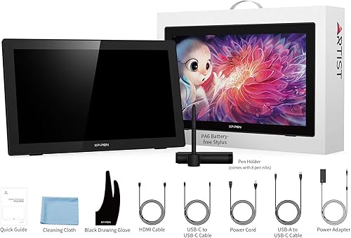 Miniatura 9 de XPPen Artist 22 2ª tableta gráfica de computadora 122% sRGB con función de inclinación, lápiz capacitivo sin batería, soporte ajustable, pantalla