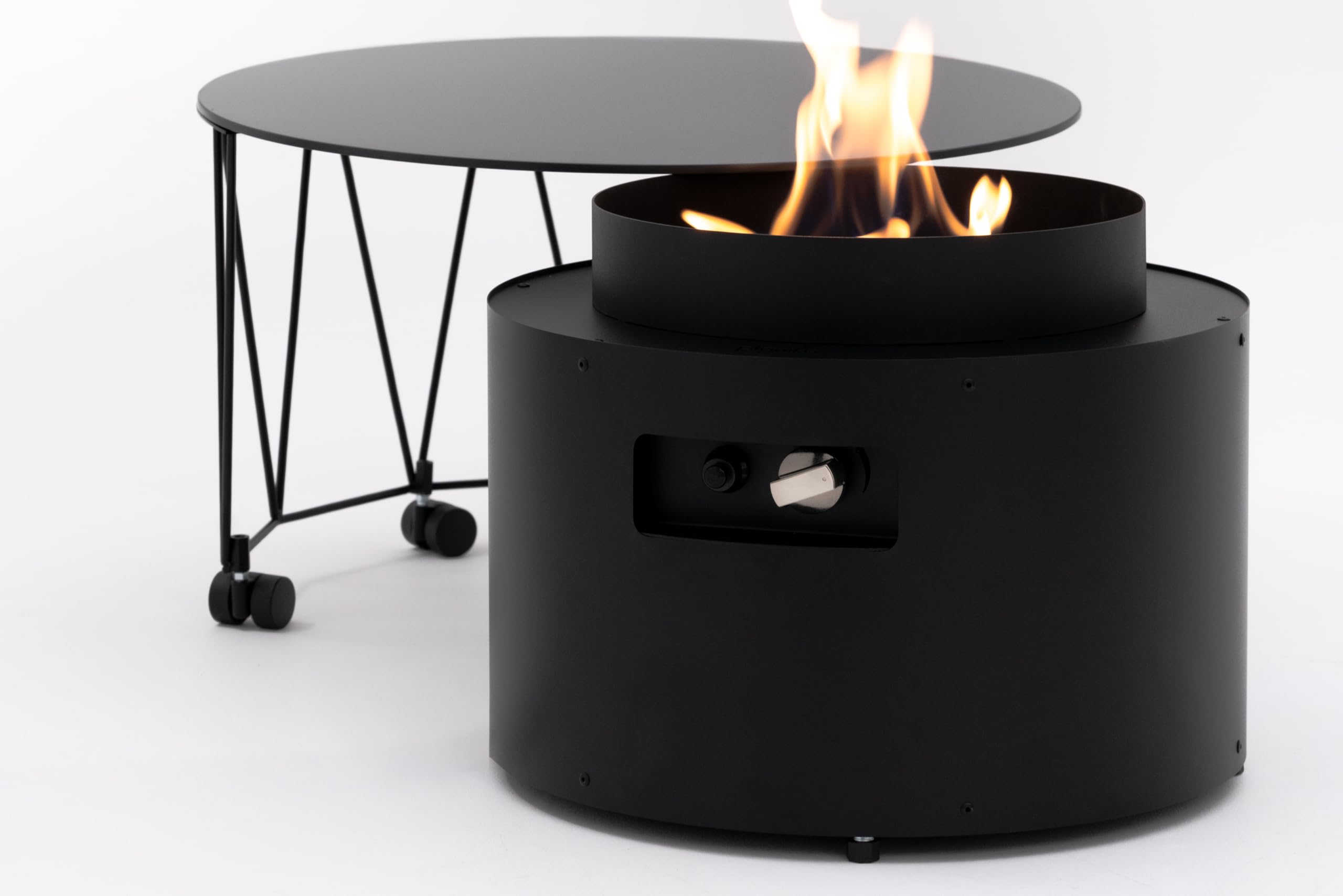 Planika - Drum - Mesa de balcón, Chimenea de Exterior, Mesa de jardín, Mesa Auxiliar, Calentador de Exterior, terraza y balcón. Placa Robusta, incluida Tapa