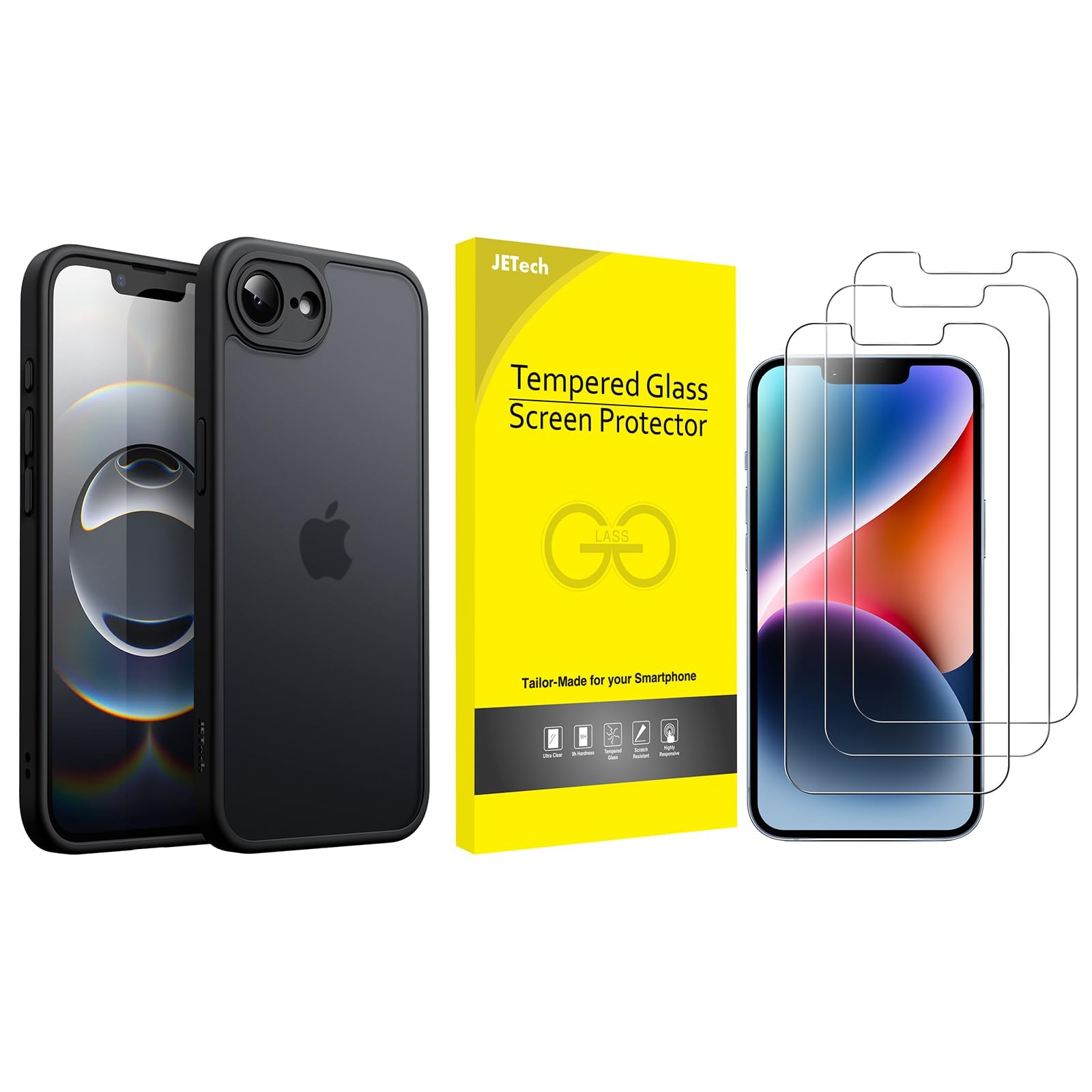 JETech for iPhone 17e (2026) / 16e Screen Protector and Matte Case Bundle