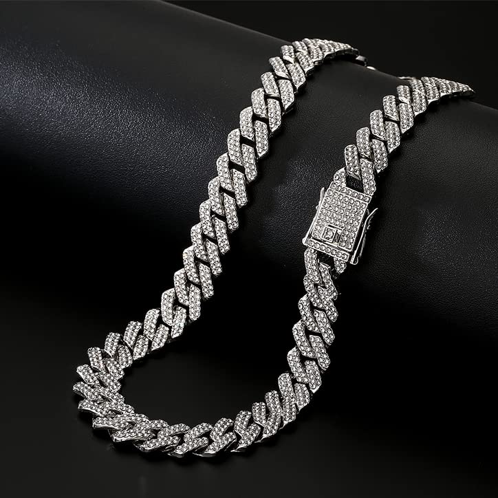UILZ Mens Cuban Link Chain 18k Gold Silver Miami Cuban Necklace Cuban Chain 18/20/24inch Bling Diamond Iced Out Hip Hop Jewelry for Women3