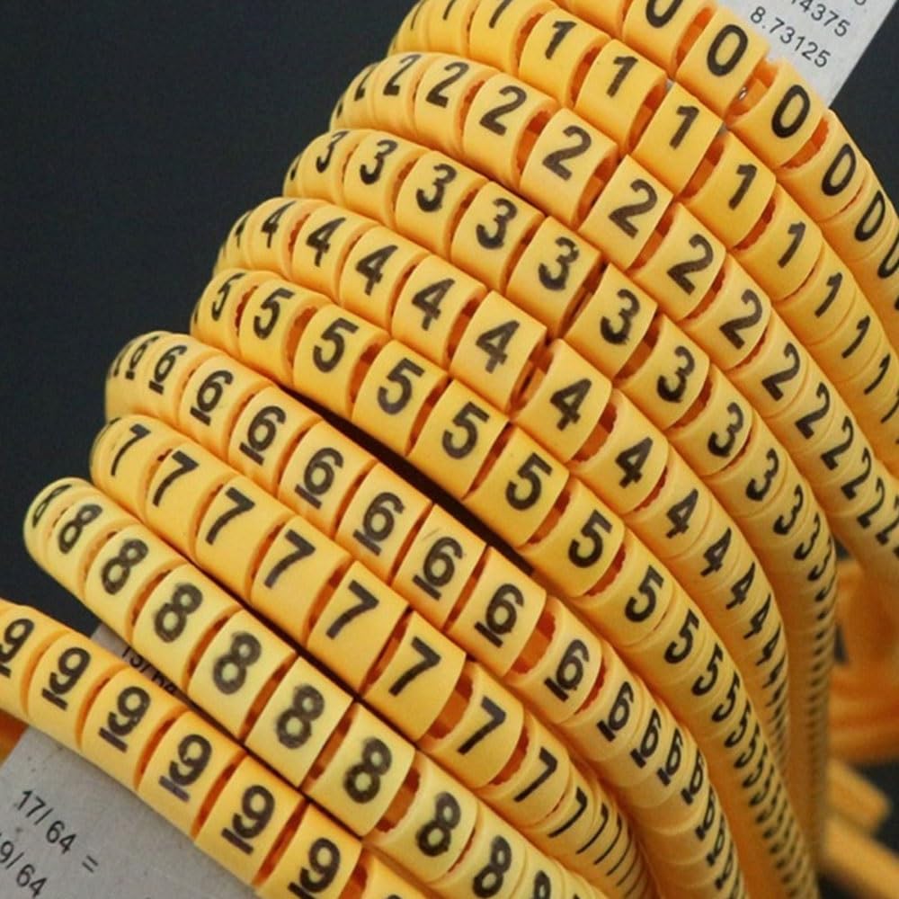 120/600 Szt. Oznaczników Numerów Przewodów, Miękkie Koszulki Kablowe Z PVC 0,5-35mm², Symbole 0-9 Do Identyfikacji Instalacji Elektrycznych W Obiektach Przemysłowych I Mieszkalnych(12mm² 600pcs)