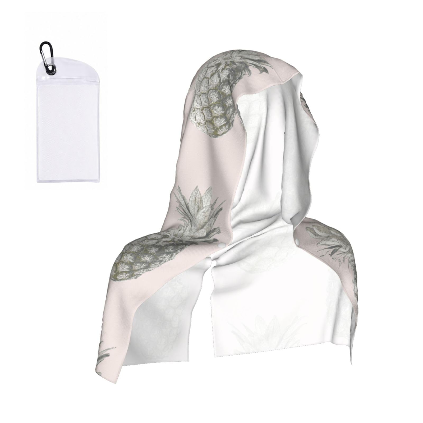 EZDLOWVBA Lovely Pineapple Print 2 Pack Cooling Hoodie Towels,Sports Headscarf, Neck Wrap Scarf,Breathable Cooling Towel For Neck And Face, Travel, Swimming, Training
