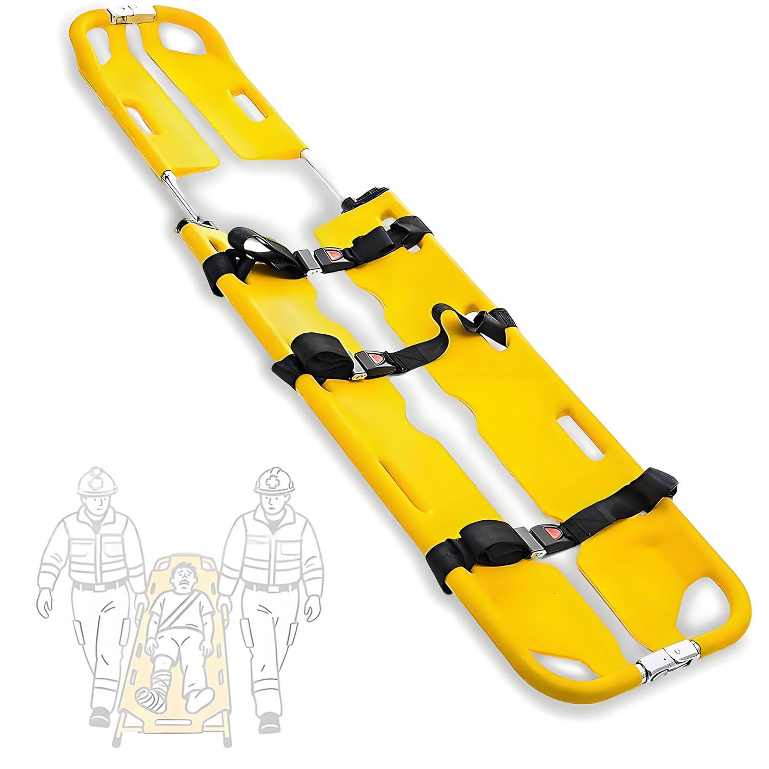 Barella a Cucchiaio, barella Pieghevole in plastica per Ambulanza per trasferimento pazienti, barella da Viaggio Portatile di Emergenza con Lunghezza Regolabile