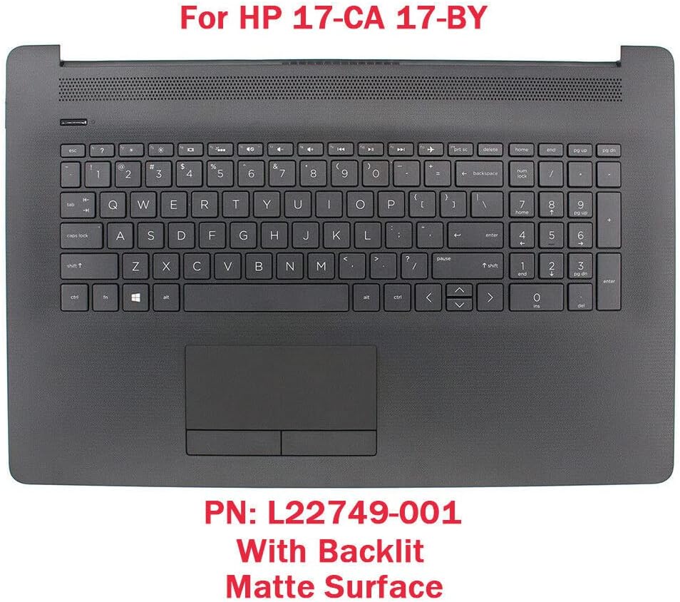 Replacement Laptop Upper Case Palmrest Backlit Keyboard Non-PTP Touchpad Assembly Part for HP 17 by/CA L22749-001 Gray
