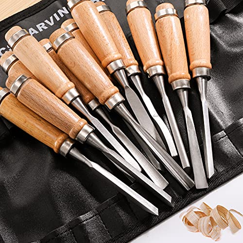 Dicunoy 12 PCS Wood Carving Tools, Gouges Woodworking Chisels, Full Size Wood Carving Knifes for Beginner, Hobbyists, Professionals, Artistic, Gifts for Him, Father's Day - Image 2