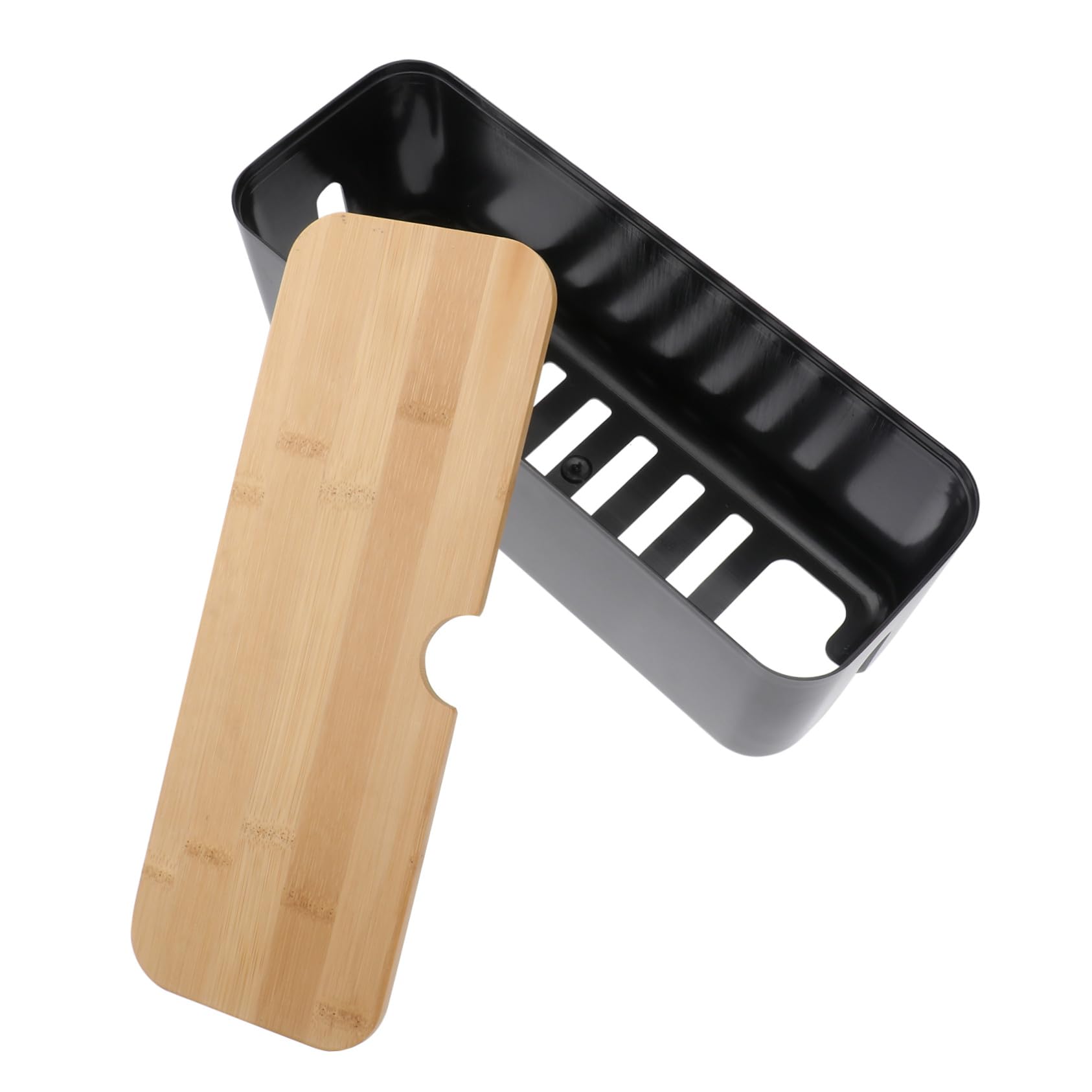 Abs Caja Organizadora de Cables con Tapa de Madera Negra para Mesa