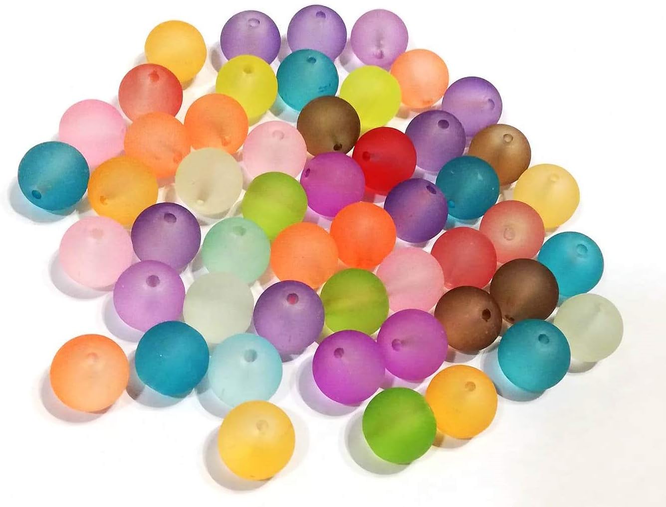 Perlin 50pcs Frosted Glass Beads Matte Round 10mm Multicolor R270, Multicolored, 10 mm - Image 5