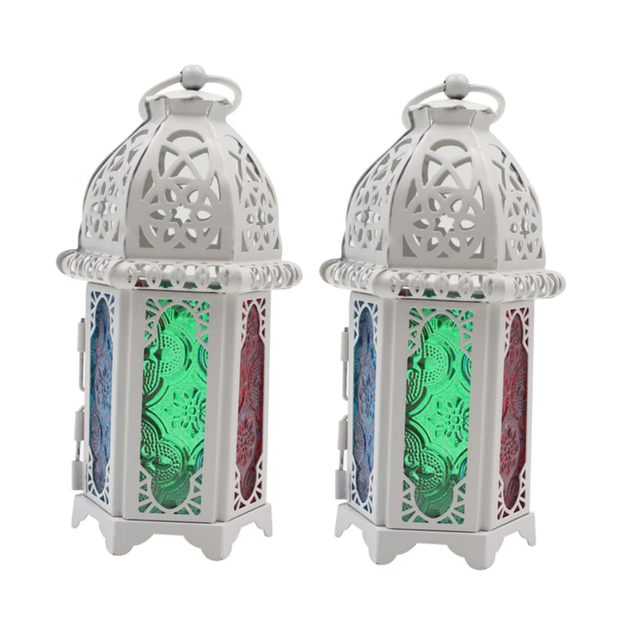 Yardenfun 2pcs Candle Holder Lantern Metal Outdoor Decor Outdoor Candle Holder Iron Tealight Holder Hanging Lantern Metal Lantern Ornament Iron Candle Lantern Vintage White Candle Light