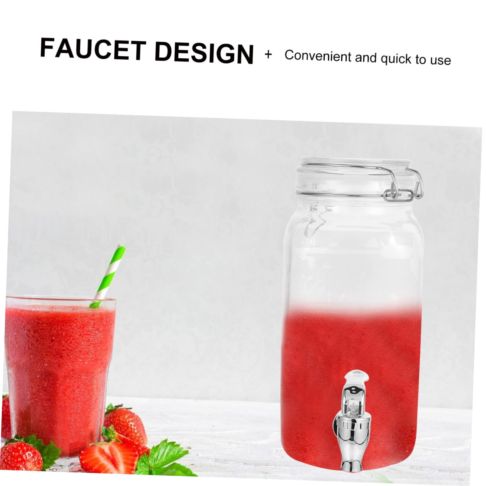 ULTECHNOVO Dispensador de Bebidas de Vidrio con Grifo Diseño Funcional Capacidad 2L Material Vidrio y ABS Adecuado para Cocina y Eventos